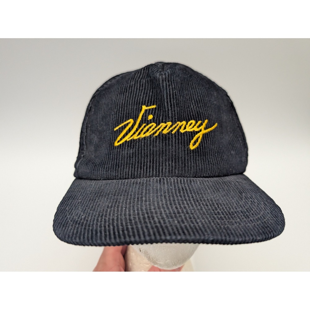 Vintage Ya-Hopi Vianney Corduroy Snapback Hat Black Made in USA Cap